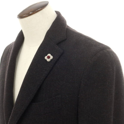 【中古】ラルディーニ LARDINI ウールナイロン テーラードジャケット ダークブラウンxブラック【 50 】【 状態ランクC 】【 メンズ 】