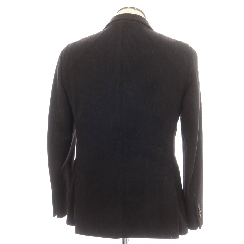 【中古】ラルディーニ LARDINI ウールナイロン テーラードジャケット ダークブラウンxブラック【 50 】【 状態ランクC 】【 メンズ 】
