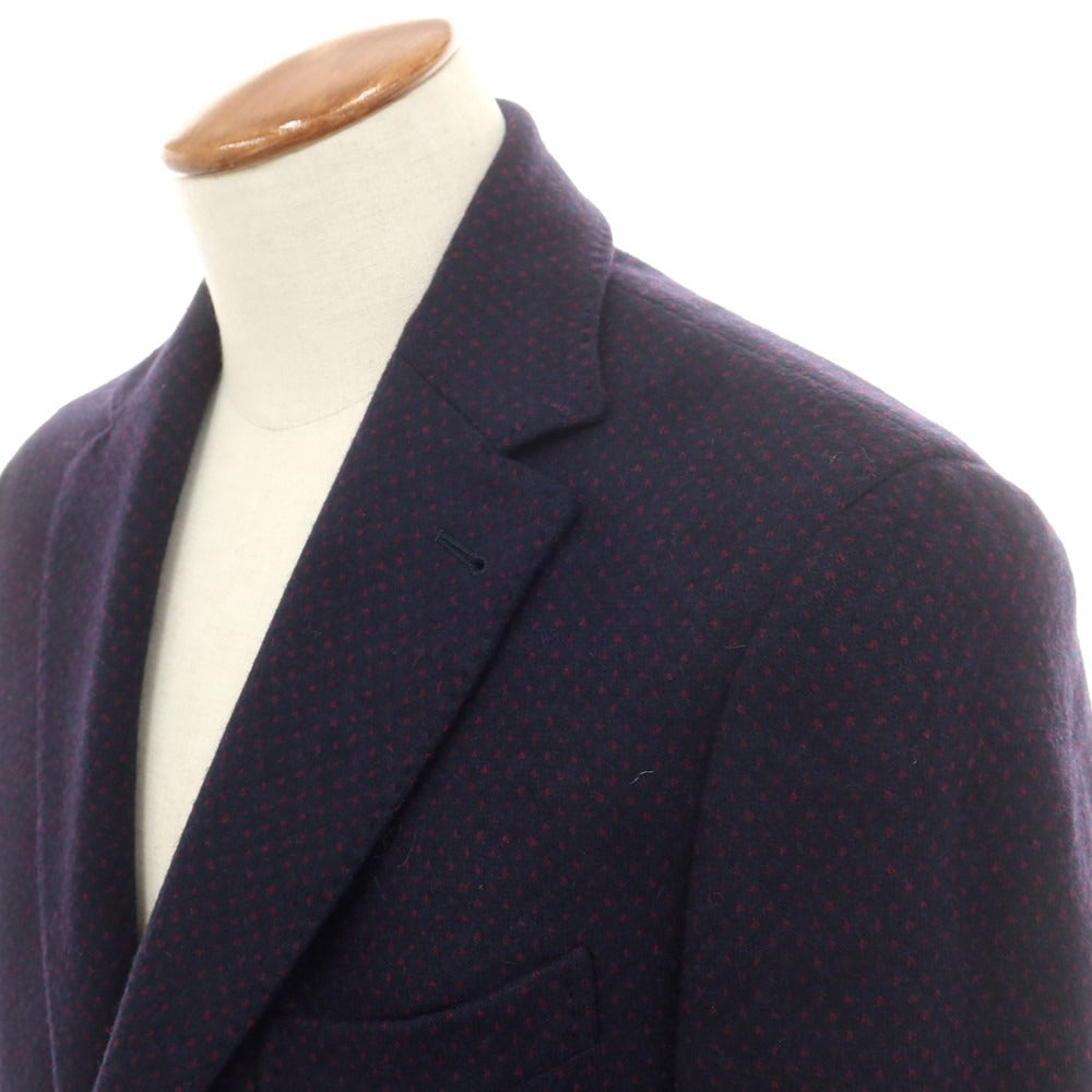 【中古】カンタレリ Cantarelli ウールナイロン ドット テーラードジャケット ネイビーxレッド【 48 】【 状態ランクB 】【 メンズ 】