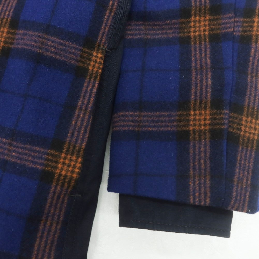 【中古】ジースターロウ G-STAR RAW ウールナイロン チェック ステンカラーコート ブルーxベージュ【 XS 】【 状態ランクC 】【 レディース 】