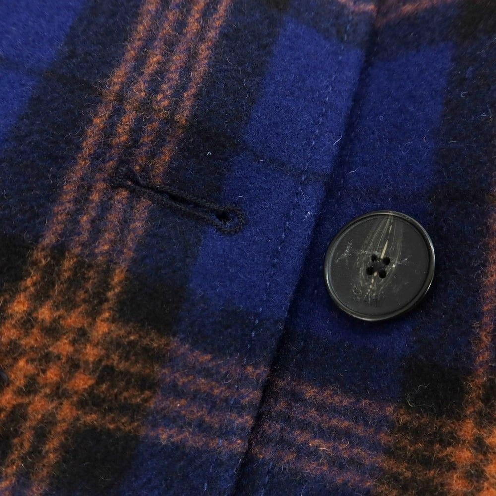 【中古】ジースターロウ G-STAR RAW ウールナイロン チェック ステンカラーコート ブルーxベージュ【サイズXS】【 状態ランクC 】【 レディース 】 [DPD]