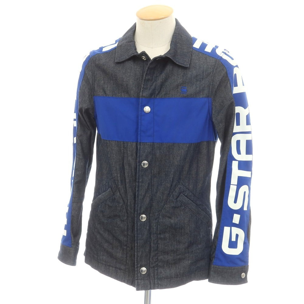 【中古】ジースターロウ G-STAR RAW コットン 生地切り替え デニムジャケット ネイビーxブルー【サイズXS】【 状態ランクB 】【 メンズ 】 [EPD]