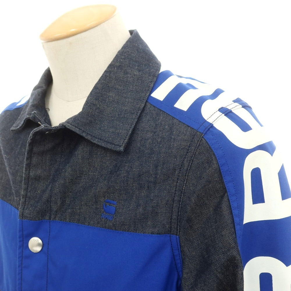 【中古】ジースターロウ G-STAR RAW コットン 生地切り替え デニムジャケット ネイビーxブルー【サイズXS】【 状態ランクB 】【 メンズ 】 [EPD]