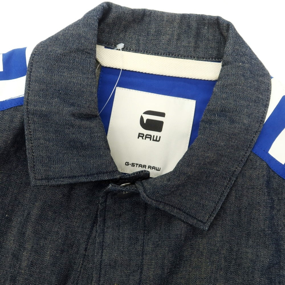 【中古】ジースターロウ G-STAR RAW コットン 生地切り替え デニムジャケット ネイビーxブルー【サイズXS】【 状態ランクB 】【 メンズ 】 [EPD]