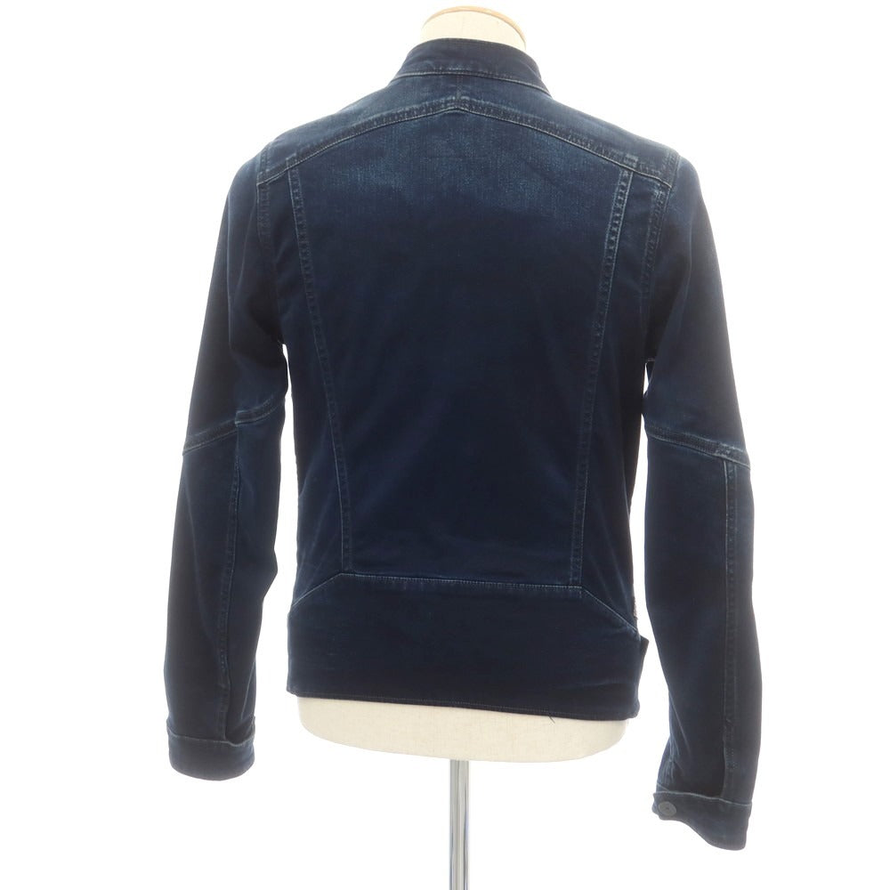 【中古】ジースターロウ G-STAR RAW コットンポリエステル デニムジャケット ライダースジャケット ネイビー【 XS 】【 状態ランクB 】【 メンズ 】
