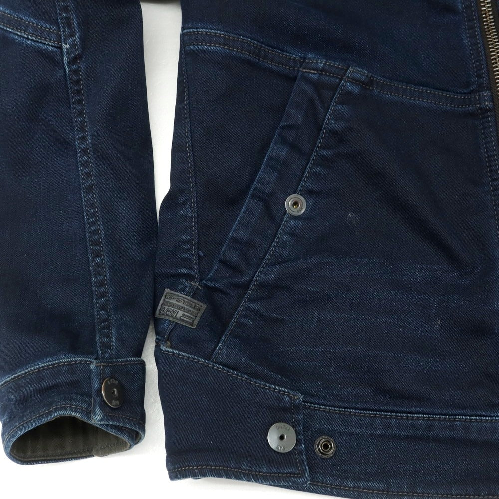【中古】ジースターロウ G-STAR RAW コットンポリエステル デニムジャケット ライダースジャケット ネイビー【 XS 】【 状態ランクB 】【 メンズ 】