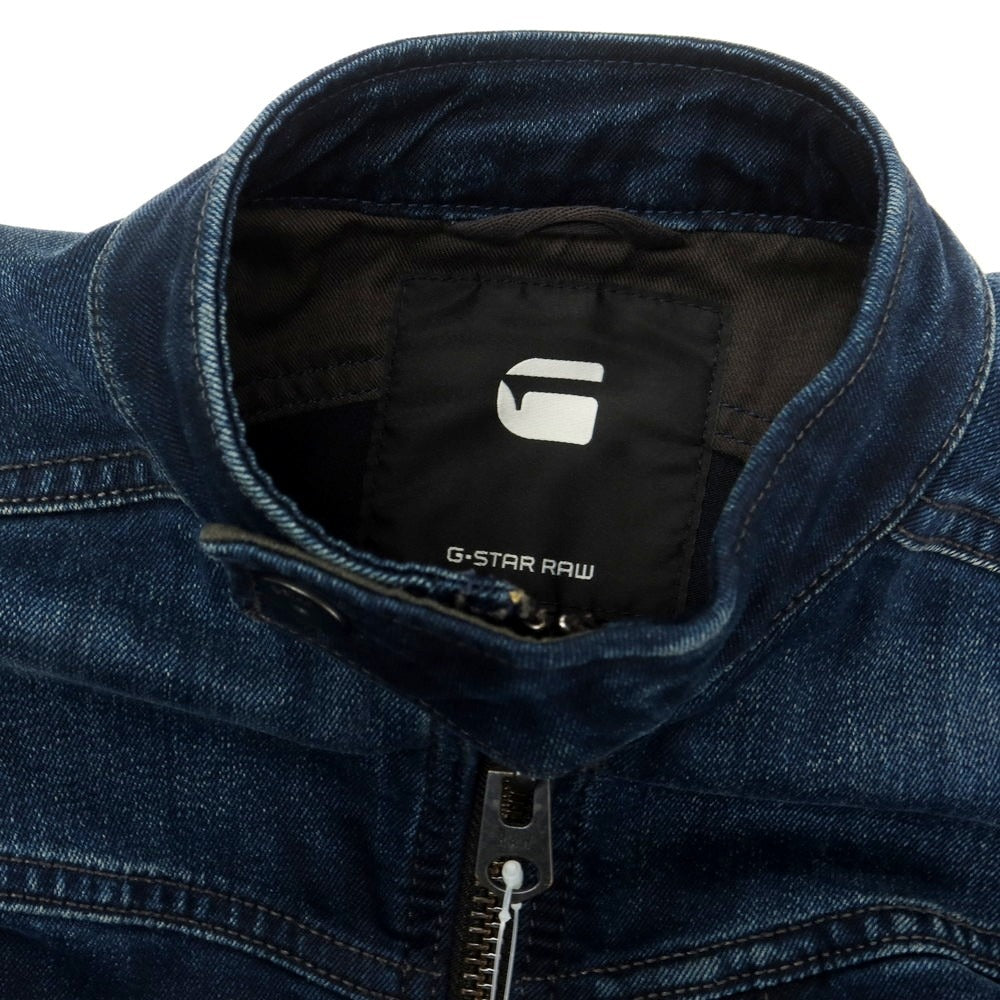 【中古】ジースターロウ G-STAR RAW コットンポリエステル デニムジャケット ライダースジャケット ネイビー【 XS 】【 状態ランクB 】【 メンズ 】