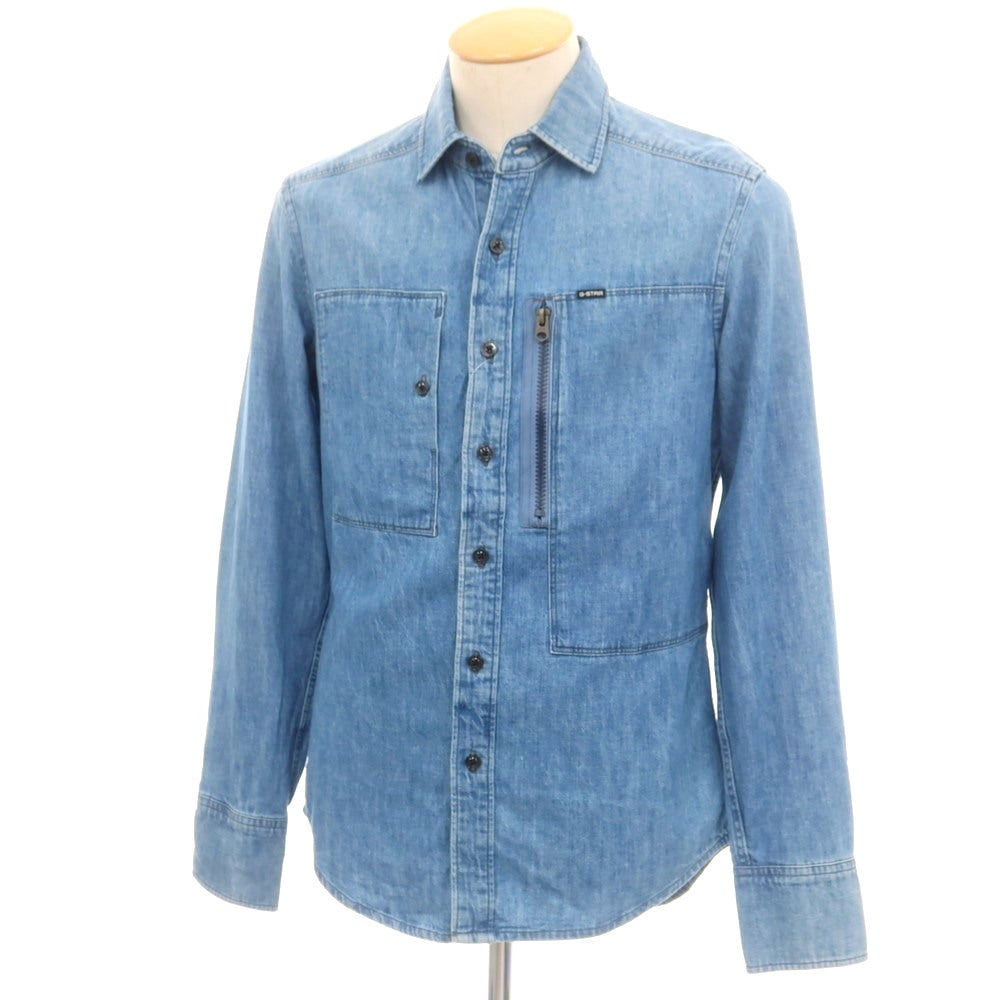 【中古】ジースターロウ G-STAR RAW コットン デニム カジュアルシャツ ブルー【 XS 】【 状態ランクC 】【 メンズ 】 [CPD]