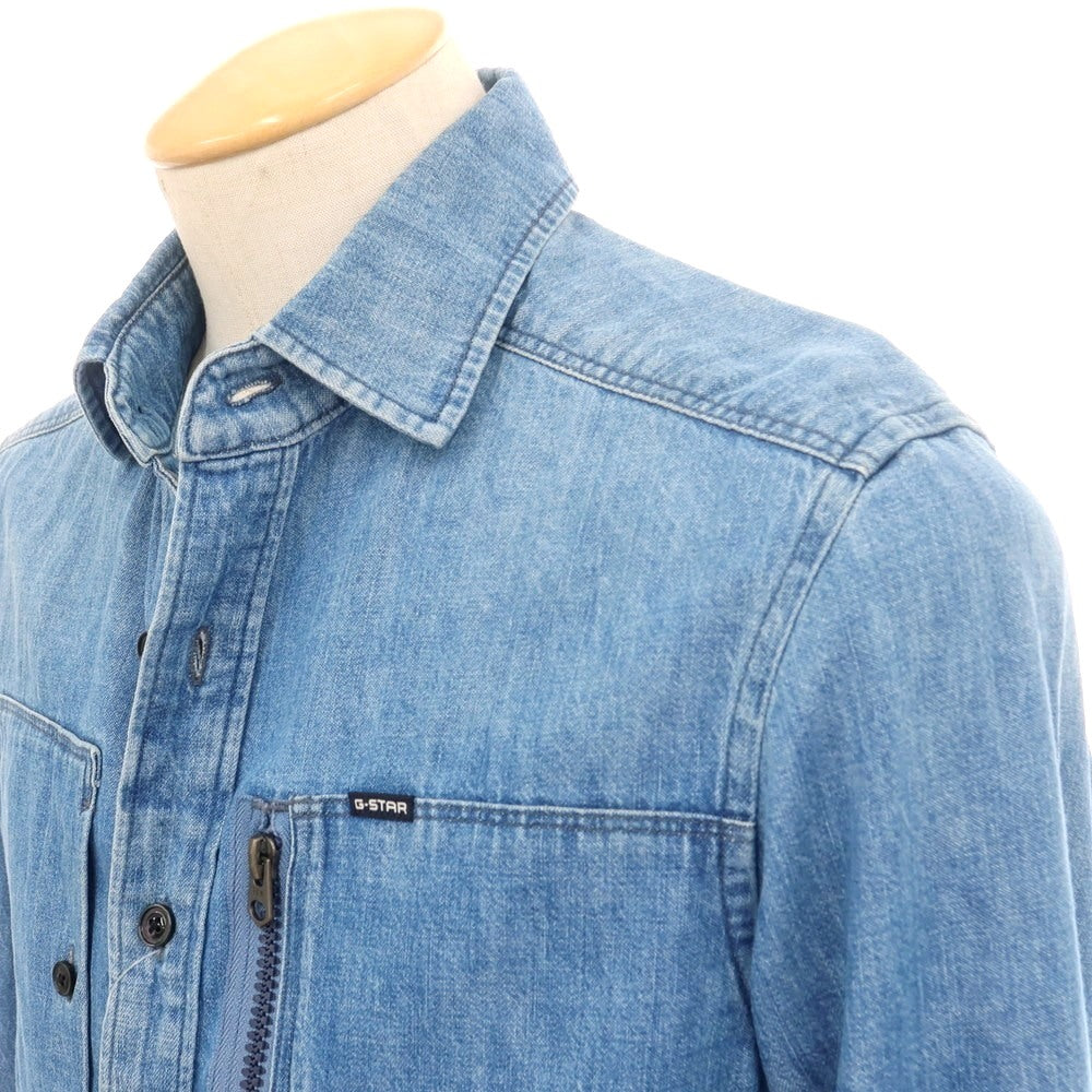 【中古】ジースターロウ G-STAR RAW コットン デニム カジュアルシャツ ブルー【 XS 】【 状態ランクC 】【 メンズ 】 [CPD]