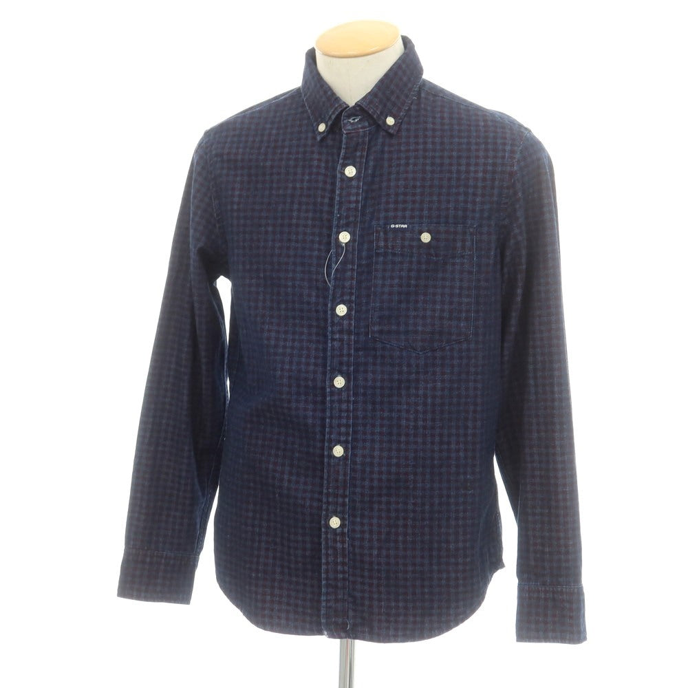 【中古】ジースターロウ G-STAR RAW コットン チェック ボタンダウン カジュアルシャツ ボルドーxネイビー【 S 】【 状態ランクB 】【 メンズ 】