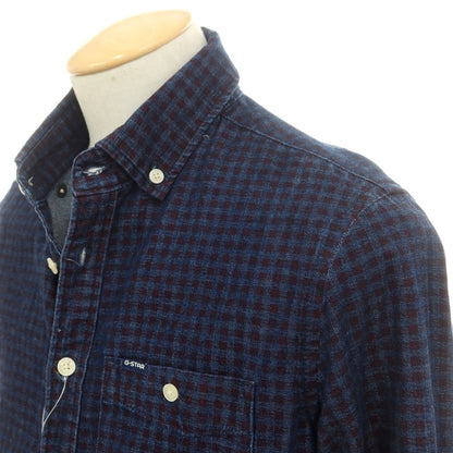 【中古】ジースターロウ G-STAR RAW コットン チェック ボタンダウン カジュアルシャツ ボルドーxネイビー【 S 】【 状態ランクB 】【 メンズ 】