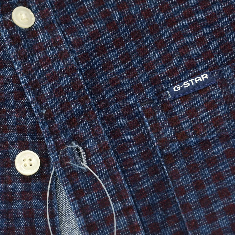 【中古】ジースターロウ G-STAR RAW コットン チェック ボタンダウン カジュアルシャツ ボルドーxネイビー【 S 】【 状態ランクB 】【 メンズ 】