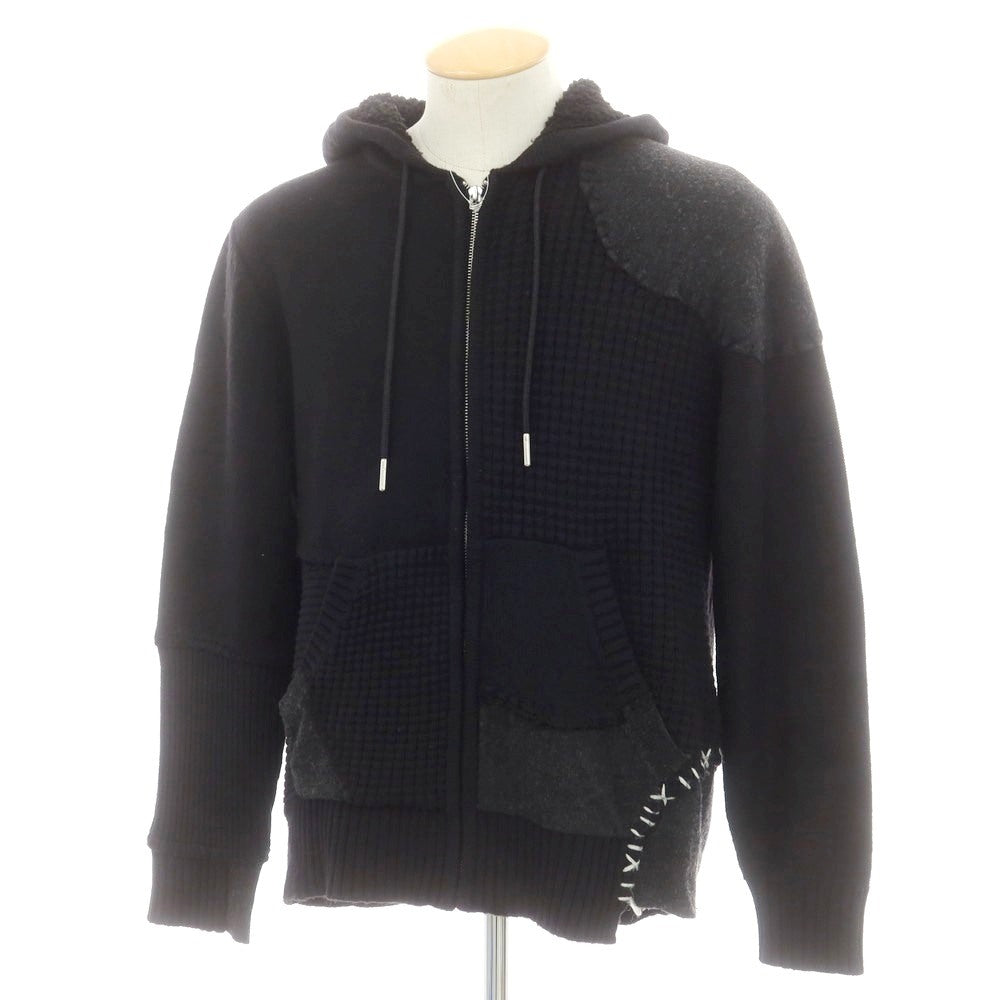 【中古】ディーゼル DIESEL ナイロンコットンウール ジップアップ ニット パーカー ブラック【 S 】【 状態ランクB 】【 メンズ 】