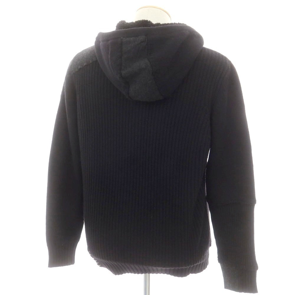 【中古】ディーゼル DIESEL ナイロンコットンウール ジップアップ ニット パーカー ブラック【 S 】【 状態ランクB 】【 メンズ 】