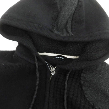 【中古】ディーゼル DIESEL ナイロンコットンウール ジップアップ ニット パーカー ブラック【 S 】【 状態ランクB 】【 メンズ 】