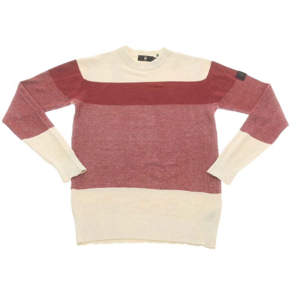 【中古】ジースターロウ G-STAR RAW コットン クルーネック プルオーバーニット アイボリーxレッド系【 XS 】【 状態ランクC 】【 メンズ 】