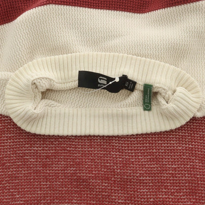 【中古】ジースターロウ G-STAR RAW コットン クルーネック プルオーバーニット アイボリーxレッド系【 XS 】【 状態ランクC 】【 メンズ 】