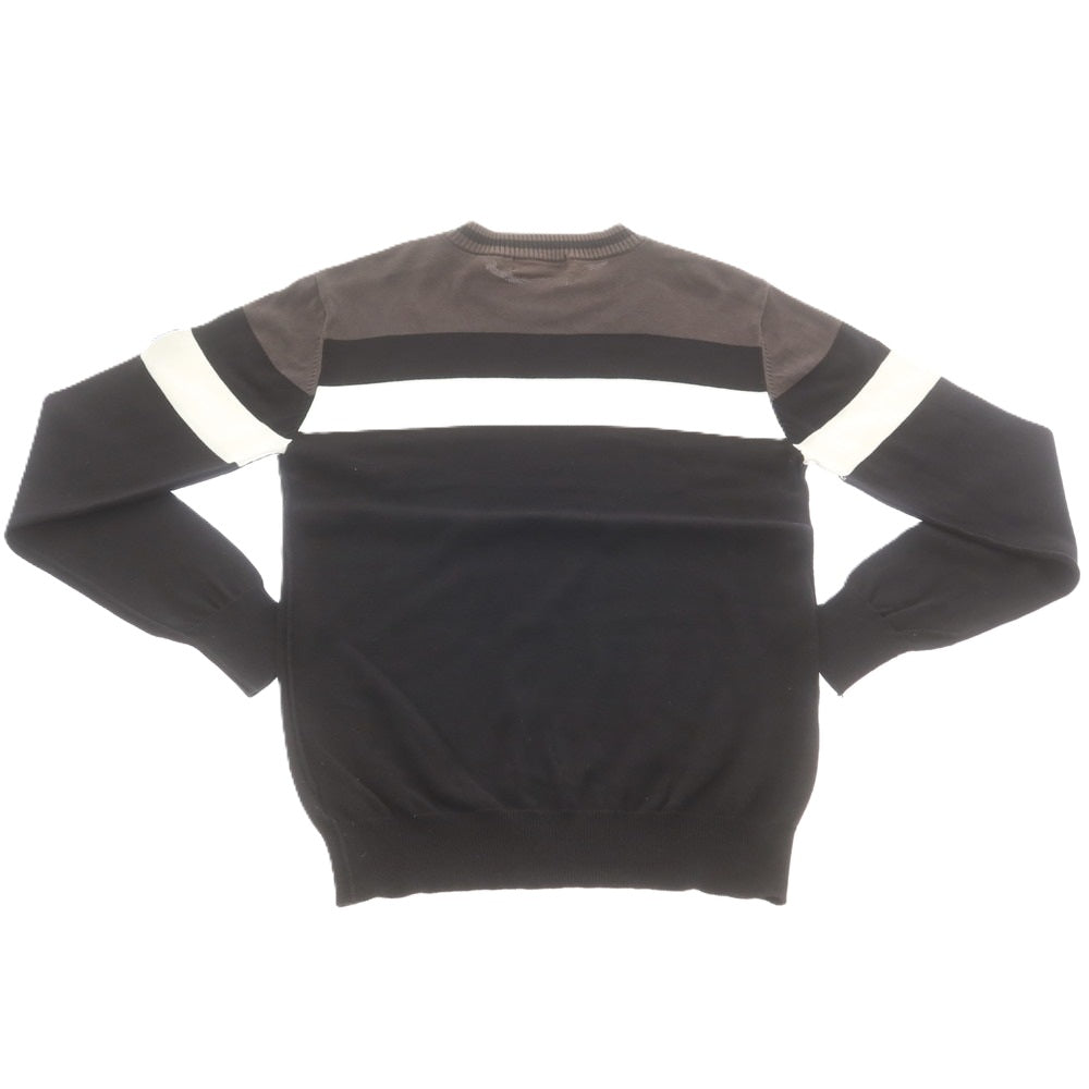 【中古】ジースターロウ G-STAR RAW コットン クルーネック プルオーバーニット ブラックxグレー系【 XS 】【 状態ランクC 】【 メンズ 】
