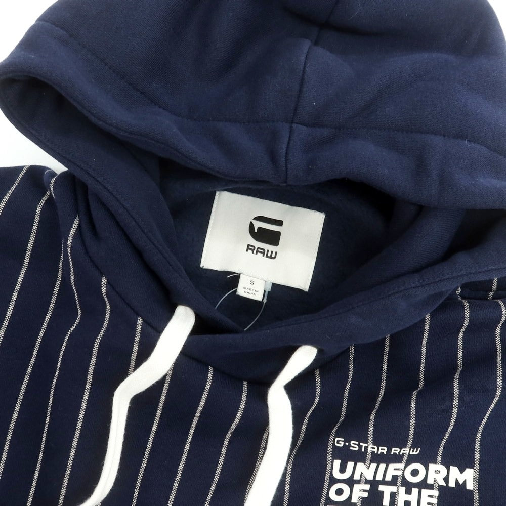 【中古】ジースターロウ G-STAR RAW コットンポリエステル スウェット ストライプ プルオーバー パーカー ネイビーxアイボリー【 S 】【 状態ランクB 】【 メンズ 】