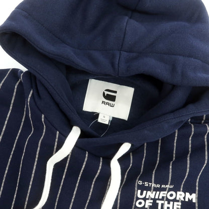 【中古】ジースターロウ G-STAR RAW コットンポリエステル スウェット ストライプ プルオーバー パーカー ネイビーxアイボリー【 S 】【 状態ランクB 】【 メンズ 】