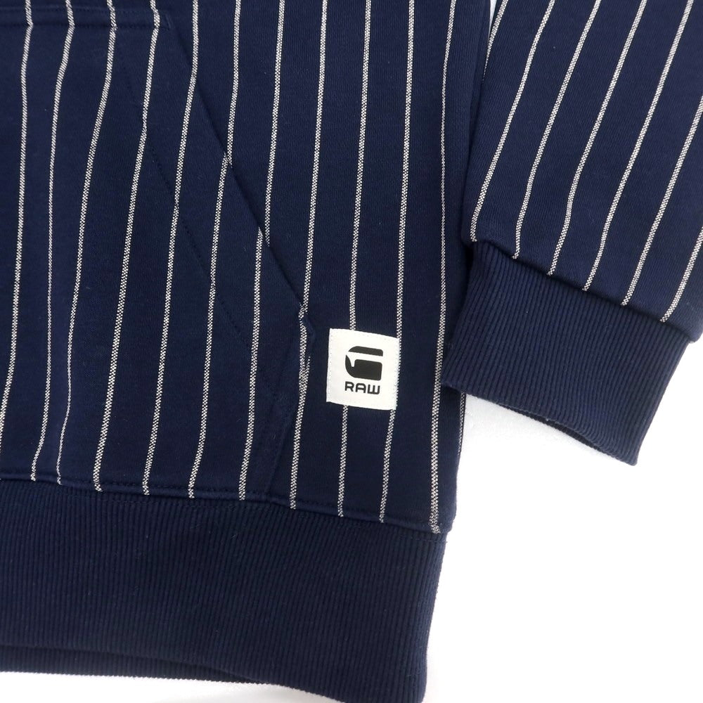 【中古】ジースターロウ G-STAR RAW コットンポリエステル スウェット ストライプ プルオーバー パーカー ネイビーxアイボリー【 S 】【 状態ランクB 】【 メンズ 】