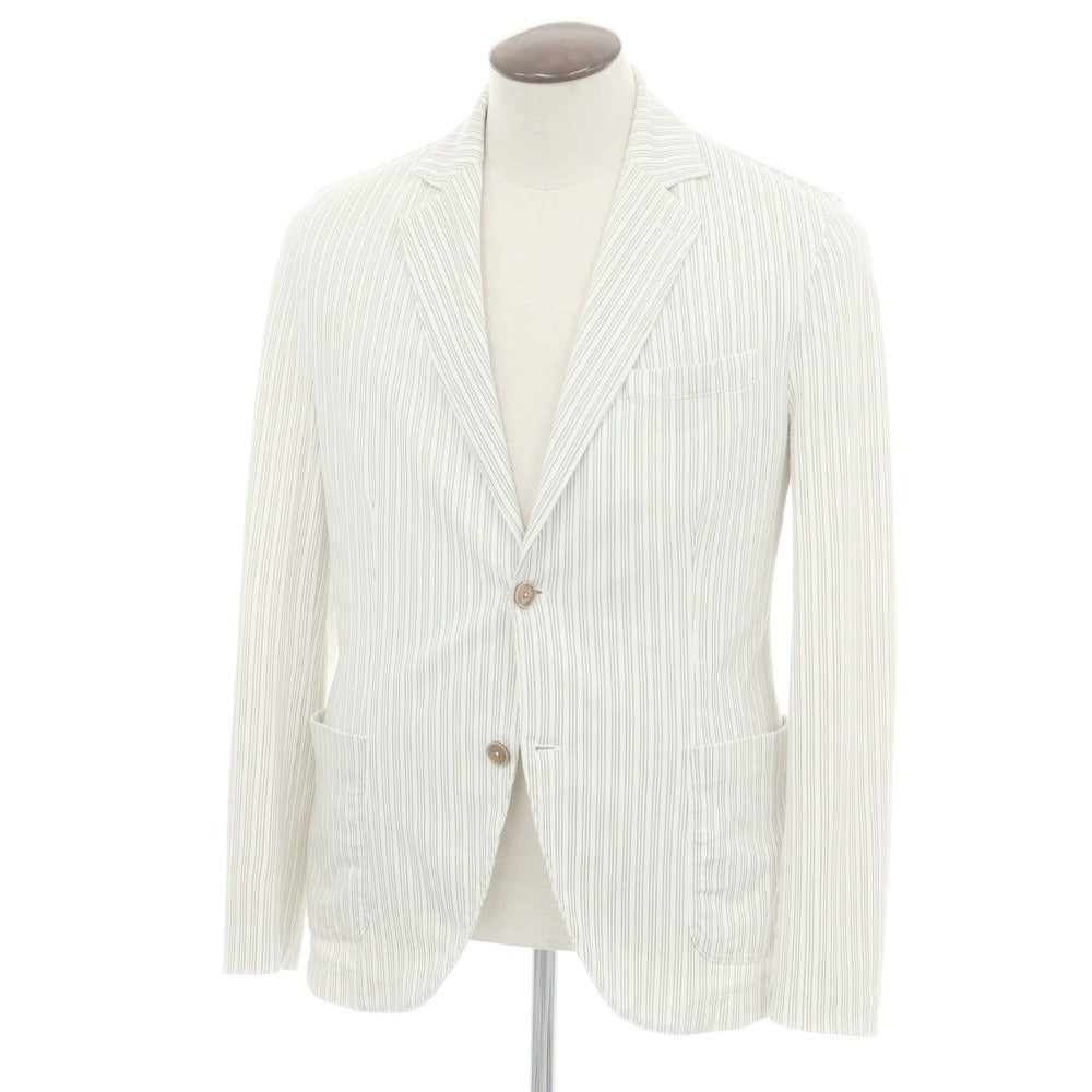 【中古】チルコロ1901 CIRCOLO 1901 コットンジャージー ストライプ ジャケット ホワイトxグレー【 50 】【 状態ランクC 】【 メンズ 】