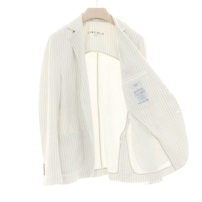 【中古】チルコロ1901 CIRCOLO 1901 コットンジャージー ストライプ ジャケット ホワイトxグレー【 50 】【 状態ランクC 】【 メンズ 】
