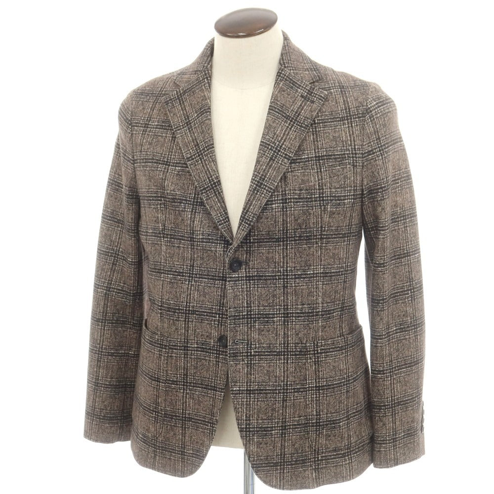 【中古】チルコロ1901 CIRCOLO 1901 ストレッチコットン チェック カジュアルジャケット ダークベージュxブラック【 50 】【 状態ランクB 】【 メンズ 】
