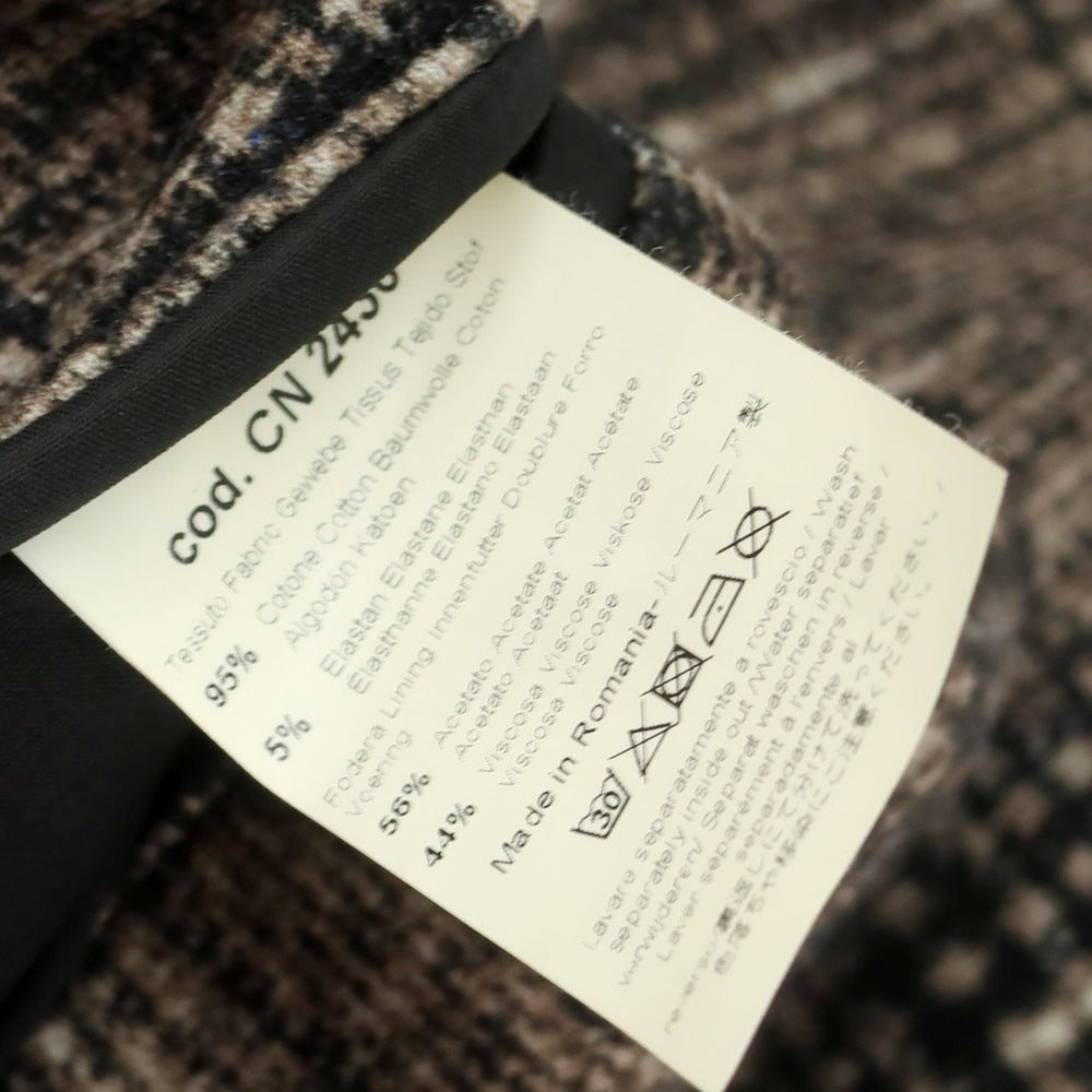 【中古】チルコロ1901 CIRCOLO 1901 ストレッチコットン チェック カジュアルジャケット ダークベージュxブラック【 50 】【 状態ランクB 】【 メンズ 】