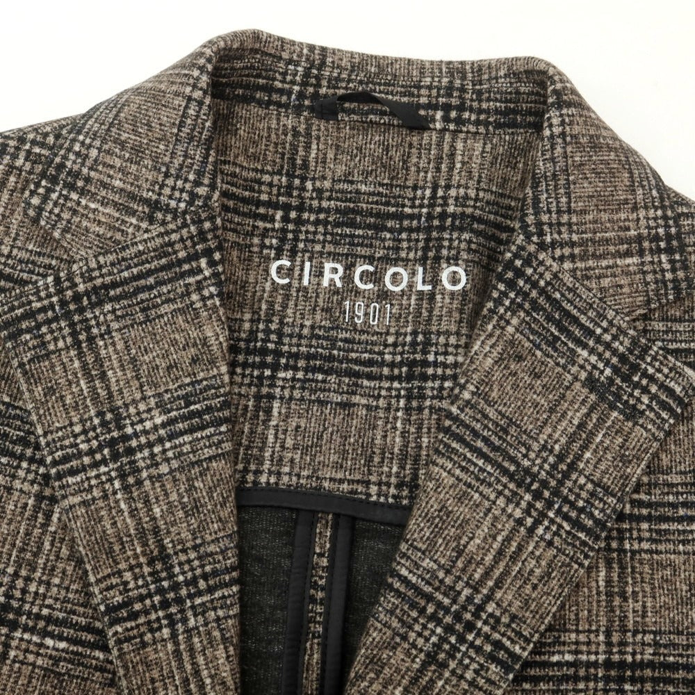 【中古】チルコロ1901 CIRCOLO 1901 ストレッチコットン チェック カジュアルジャケット ダークベージュxブラック【 50 】【 状態ランクB 】【 メンズ 】