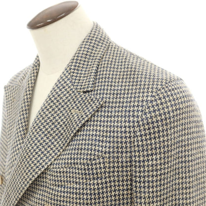 【中古】ボリオリ BOGLIOLI DOVER リネンジャージー チェック ジャケット ベージュxネイビー【 50 】【 状態ランクA 】【 メンズ 】