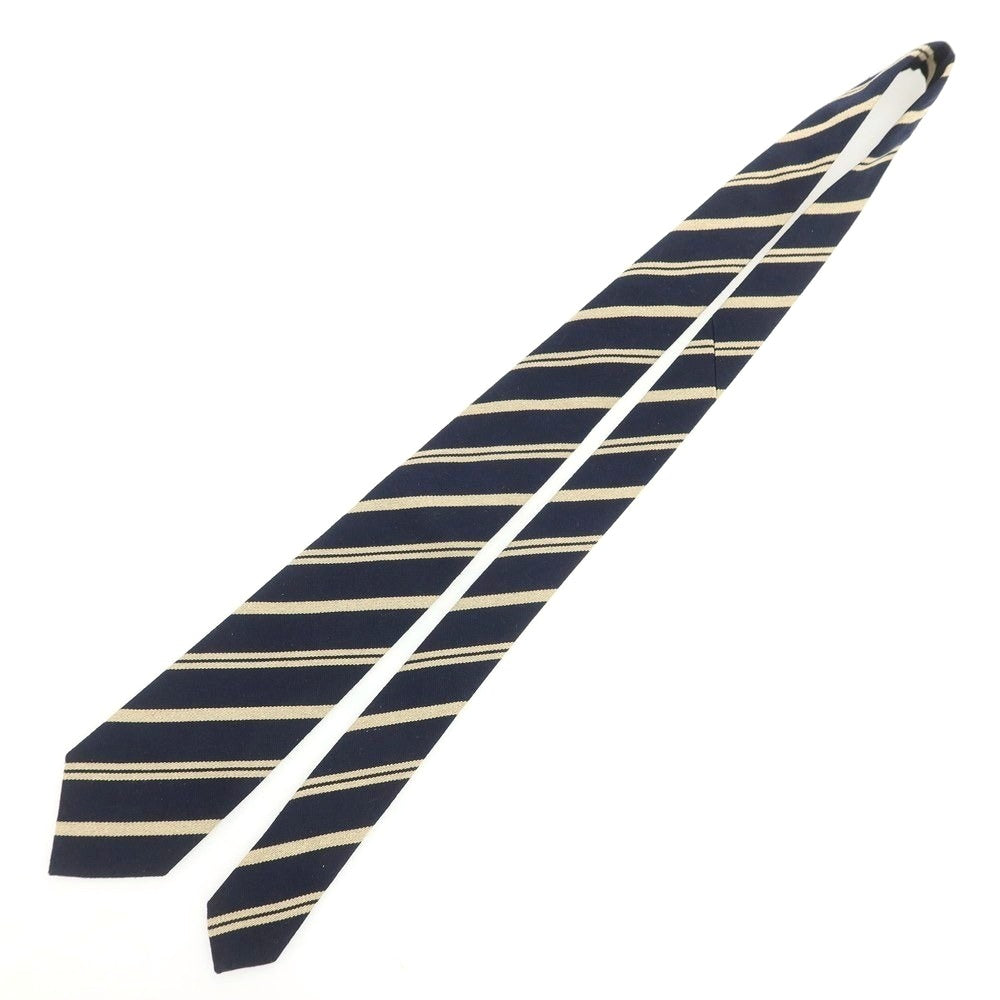 【新品】ニッキー nicky シルク ストライプ柄ネクタイ ダークネイビーxベージュ【 状態ランクN 】【 メンズ 】 [BPD]