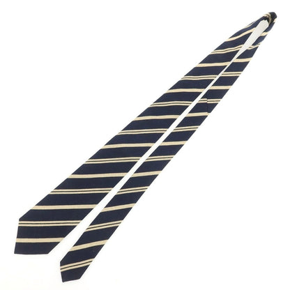 【新品】ニッキー nicky シルク ストライプ柄ネクタイ ダークネイビーxベージュ【 状態ランクN 】【 メンズ 】