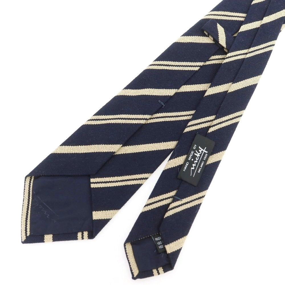 【新品】ニッキー nicky シルク ストライプ柄ネクタイ ダークネイビーxベージュ【 状態ランクN 】【 メンズ 】