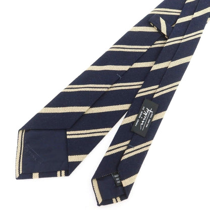 【新品】ニッキー nicky シルク ストライプ柄ネクタイ ダークネイビーxベージュ【 状態ランクN 】【 メンズ 】