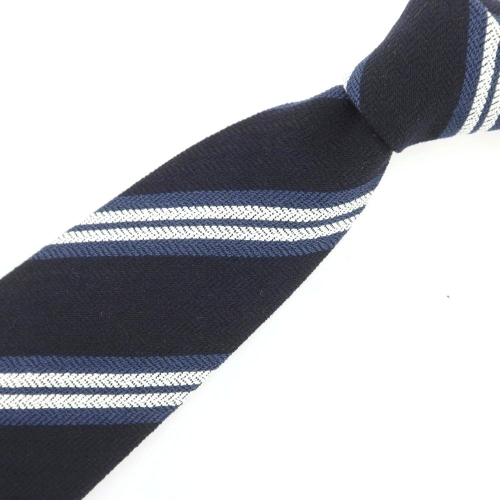 【新品】ニッキー nicky シルク ストライプ柄ネクタイ ダークネイビーxホワイト【 状態ランクN 】【 メンズ 】