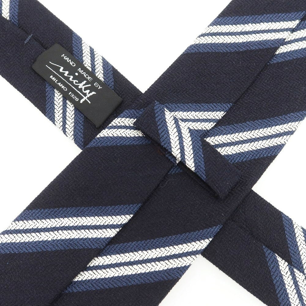 【新品】ニッキー nicky シルク ストライプ柄ネクタイ ダークネイビーxホワイト【 状態ランクN 】【 メンズ 】 [BPD]