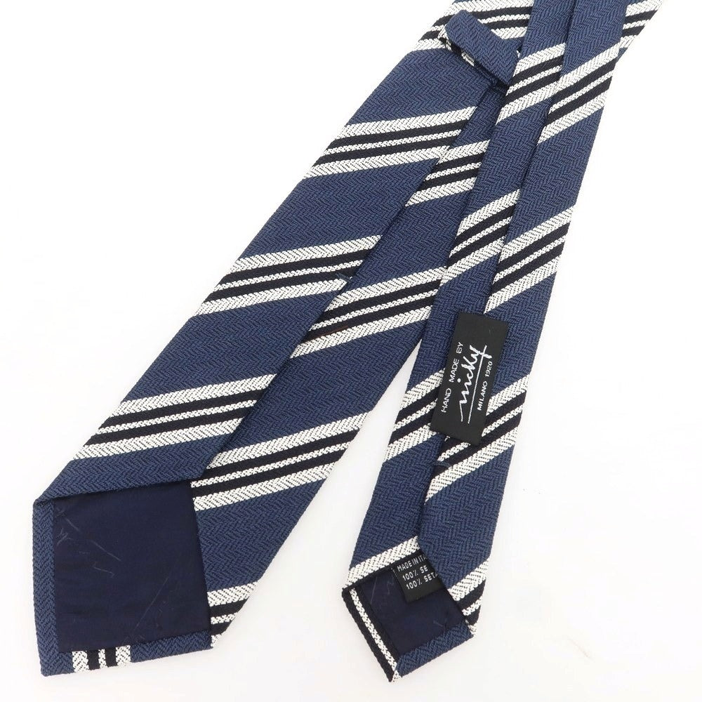 【新品】ニッキー nicky シルク ストライプ柄ネクタイ ライトネイビーxホワイト【 状態ランクN 】【 メンズ 】 [BPD]