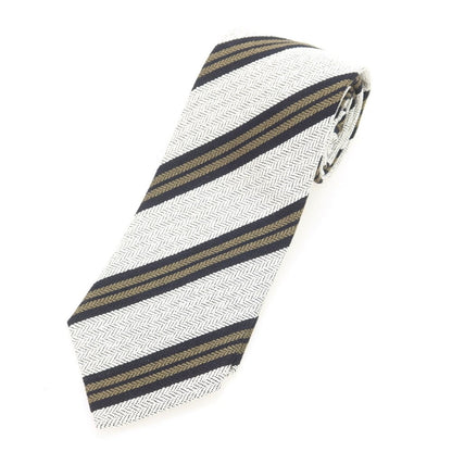 【新品】ニッキー nicky シルク ストライプ柄ネクタイ オフホワイトxカーキ【 状態ランクN 】【 メンズ 】