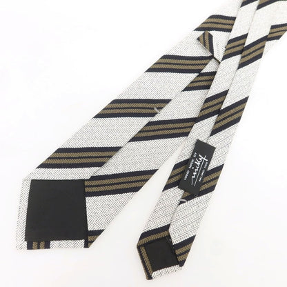【新品】ニッキー nicky シルク ストライプ柄ネクタイ オフホワイトxカーキ【 状態ランクN 】【 メンズ 】