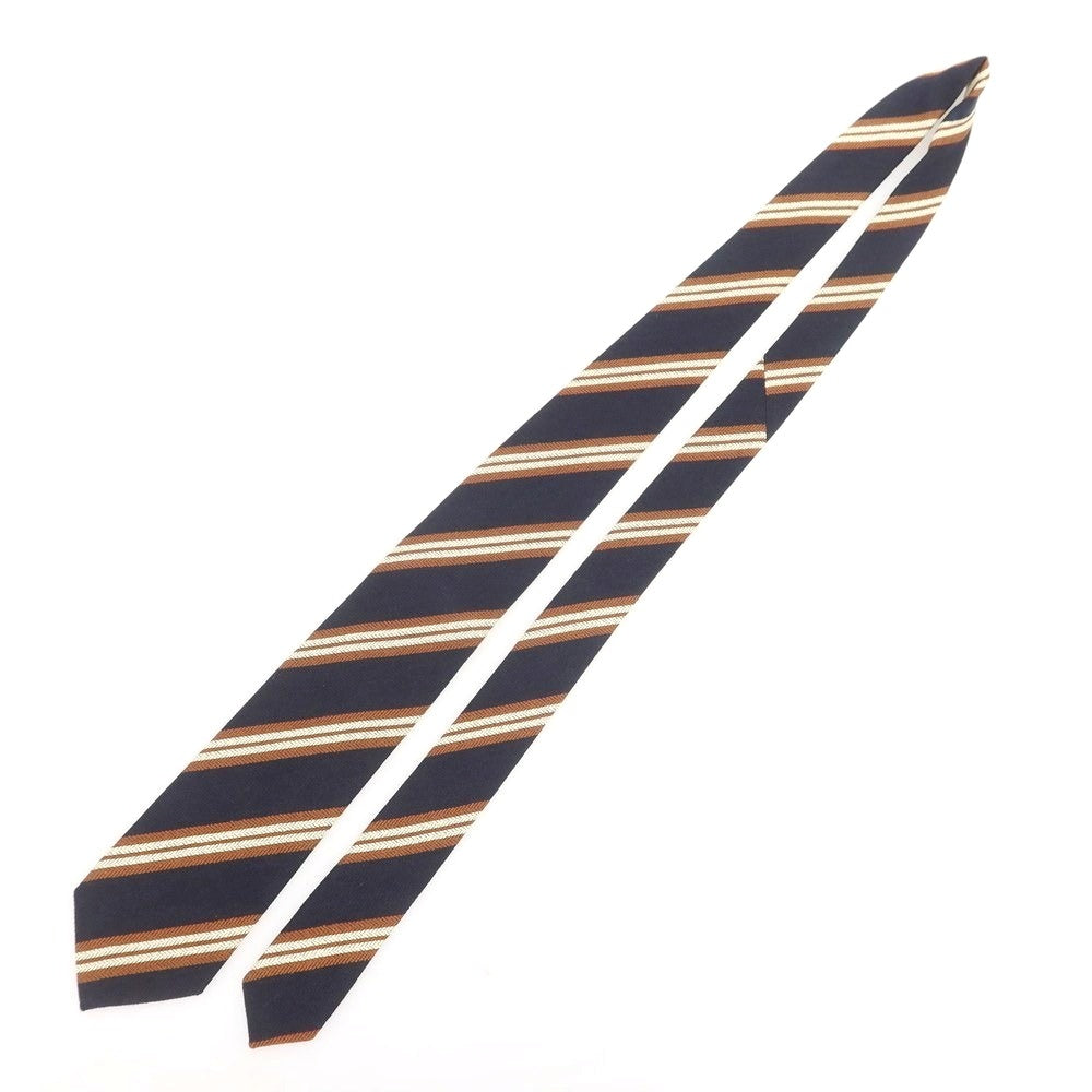 【新品】ニッキー nicky シルク ストライプ柄ネクタイ ダークネイビーxブラウン【 状態ランクN 】【 メンズ 】