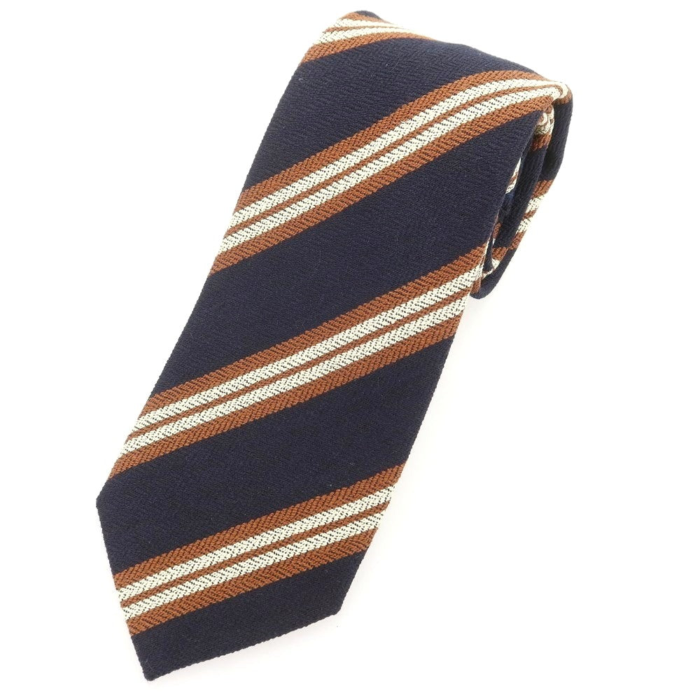 【新品】ニッキー nicky シルク ストライプ柄ネクタイ ダークネイビーxブラウン【 状態ランクN 】【 メンズ 】