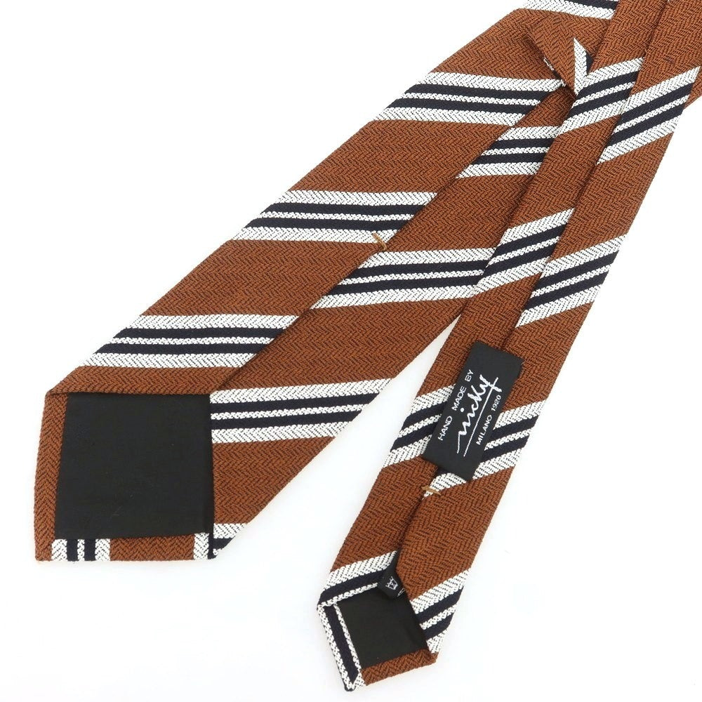 【新品】ニッキー nicky シルク ストライプ柄ネクタイ ブラウンxブラック【 状態ランクN 】【 メンズ 】 [BPD]