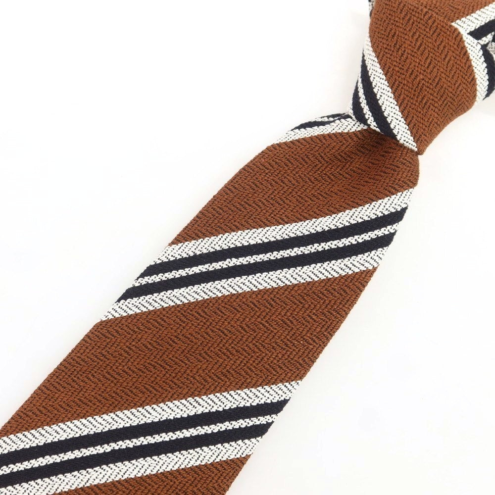 【新品】ニッキー nicky シルク ストライプ柄ネクタイ ブラウンxブラック【 状態ランクN 】【 メンズ 】 [BPD]