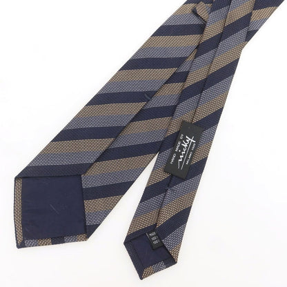 【新品】ニッキー nicky シルク ストライプ柄ネクタイ ネイビーxベージュ【 状態ランクN 】【 メンズ 】