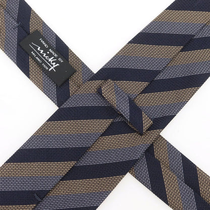【新品】ニッキー nicky シルク ストライプ柄ネクタイ ネイビーxベージュ【 状態ランクN 】【 メンズ 】