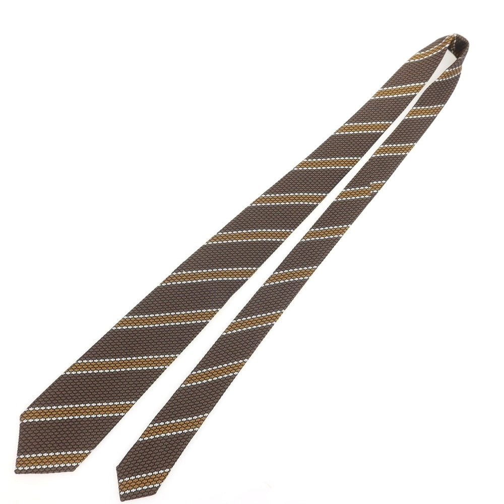 【新品】ニッキー nicky シルク ストライプ柄ネクタイ ブラウンxキャメル【 状態ランクN 】【 メンズ 】 [BPD]