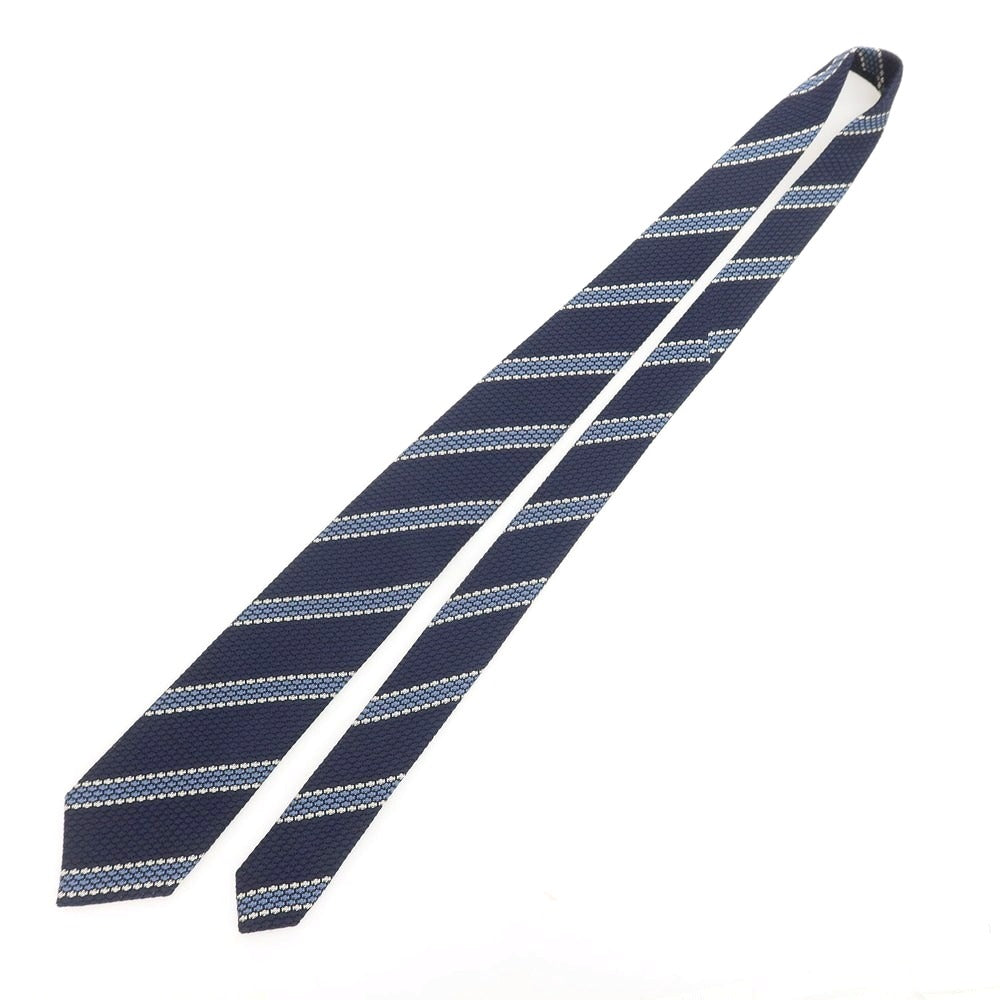 【新品】ニッキー nicky シルク ストライプ柄ネクタイ ネイビーxブルー【 状態ランクN 】【 メンズ 】