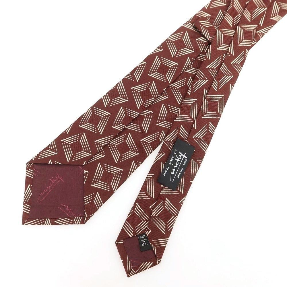 【新品】ニッキー nicky シルク 小紋柄ネクタイ マルーンxライトベージュ【 状態ランクN 】【 メンズ 】 [BPD]
