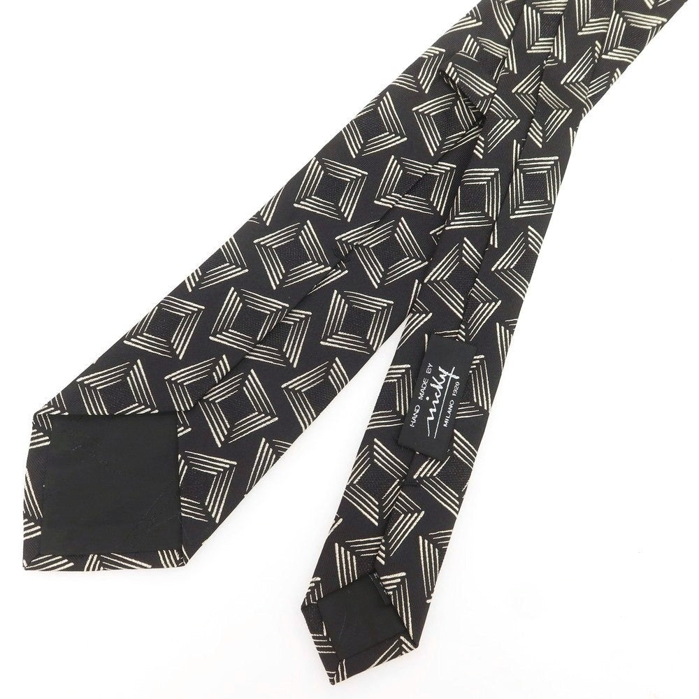 【新品】ニッキー nicky シルク 小紋柄ネクタイ ブラックxライトベージュ【 状態ランクN 】【 メンズ 】 [BPD]